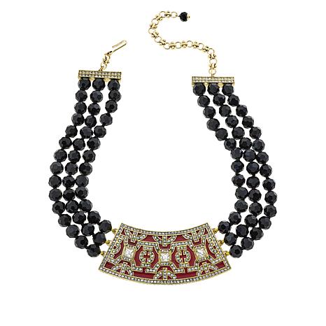 Heidi Daus Crystal and Enamel Lattice 16 Drop Necklace - 20881507