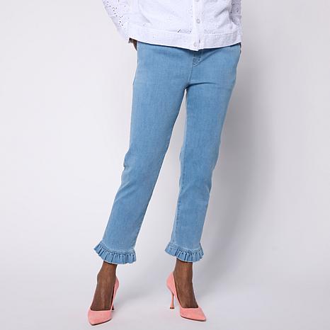 Hue Ruffle Denim Skimmer with Functional Pockets | HSN
