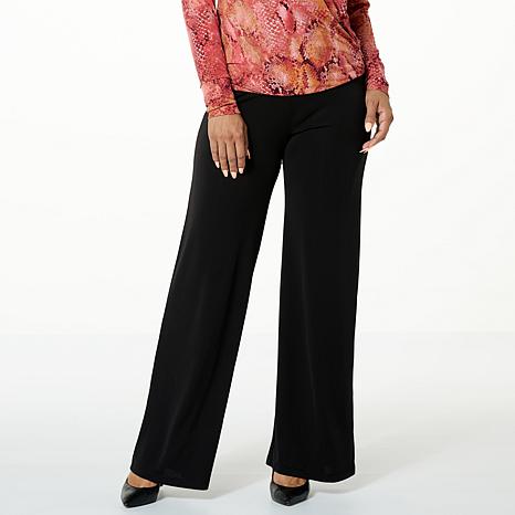 IMAN Global Chic Matte Jersey Knit Flared-Leg Pull-On Pant