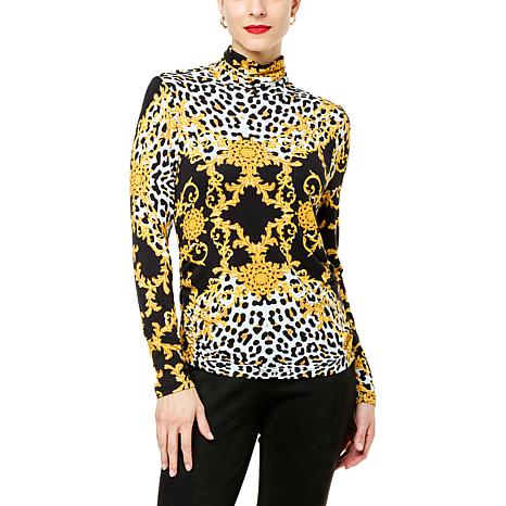 IMAN Global Chic Printed Turtleneck with Shirred Detail - 20495370 | HSN