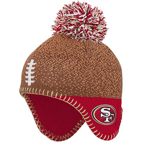 Infant Brown Football Head Knit Hat with Pom