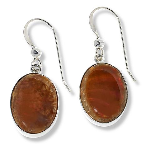 Silver factory ammonite earrings with amber