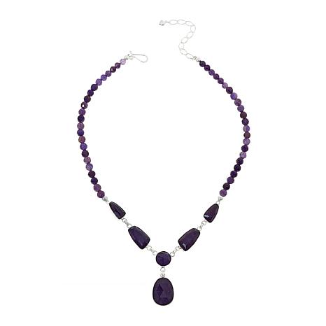 Sterling Silver & Amethyst Bead Necklace (NK1066) - Southwest