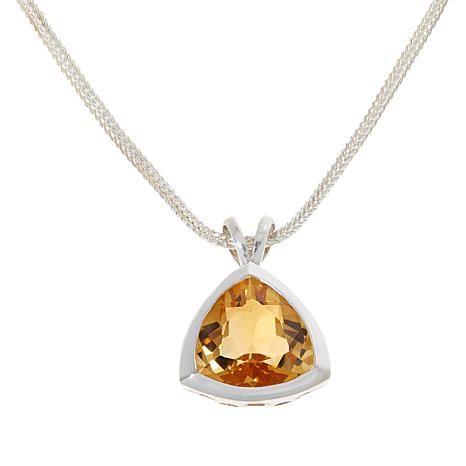 Jay King Sterling Silver Citrine Triangular Pendant With Chain Hsn