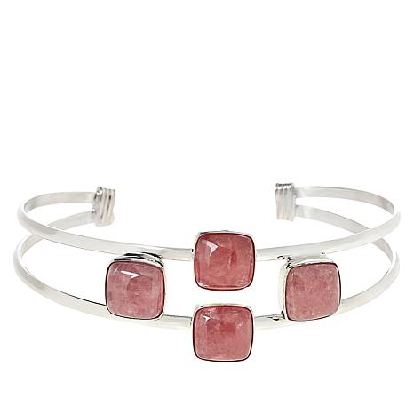 Jay King Sterling Silver Pink Rhodochrosite Stone Cuff Bracelet Hsn