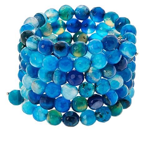 KALIFANO Multicolor Agate Bead Coil Wrap Bracelet - 20576096 | HSN