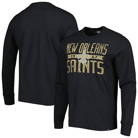 Men s 47 Black New Orleans Saints Brand Wide Out Franklin Long Sleeve T Shirt HSN