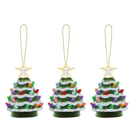 Mr Christmas Set Of 3 Mini Snow Tipped Nostalgic Trees With Timer 9428674 Hsn