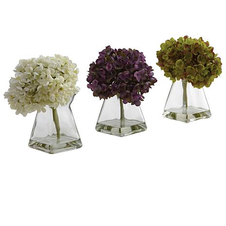 Nearly Natural Silk Hydrangea Flower Arrangement - 