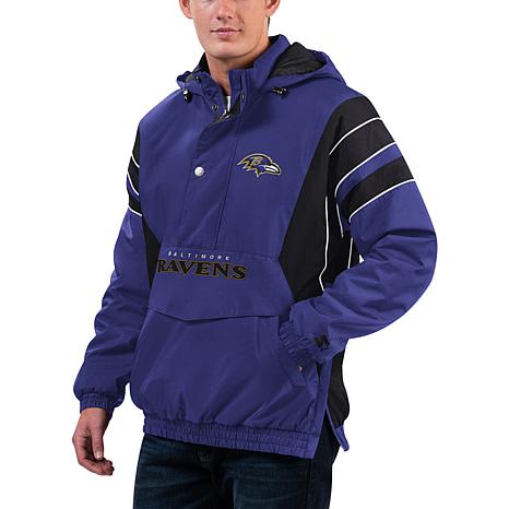 NFL BALTIMORE RAVENS Full Zip Up Suede Embroidered Jacket Men Size