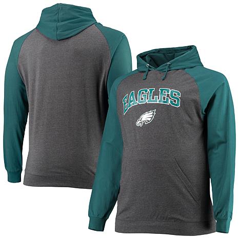 Officially Licensed NFL Charcoal Big & Tall Raglan Pullover - Eagles