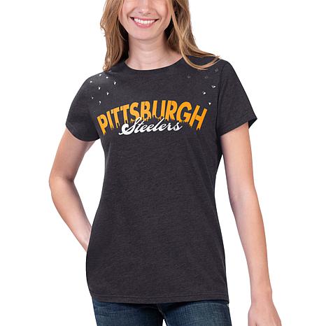 Officially Licensed NFL Women's Rhinestone Tee - Steelers