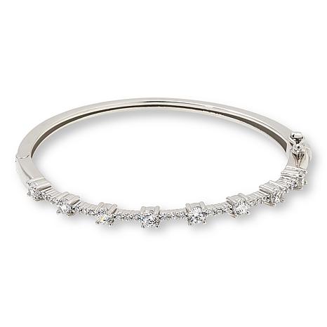Radiance by Absolute™ Pavé and Prong Round Hinged Bangle Bracelet