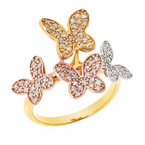 Rarities 3/8ctw White Diamond Pavé Butterfly Ring - 20719474 | HSN