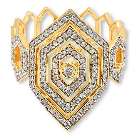 Rarities Gold-plated 1 2ctw White Diamond Art Deco Tattoo Ring 