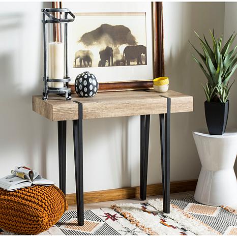 Mid-Century Rustic Rectangular Wood-Top Console Table. How to decorate or style your entry way. 