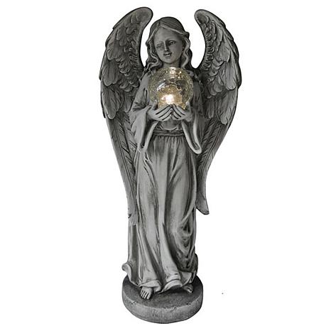 Santa's Workshop Angel Statue with Solar-Powered Glass Ball - 9480143 | HSN