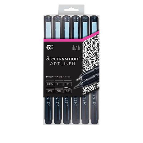 Spectrum Noir Artliner 6/Pkg - Black, Fine & Brush