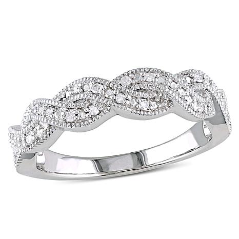 sterling silver diamond twist ring