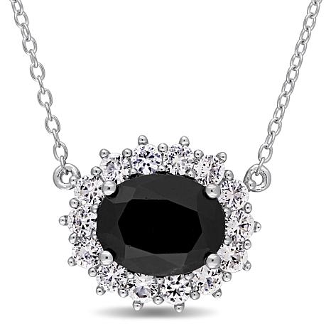 Sterling Silver Black Sapphire And Created White Sapphire Necklace 9163020 Hsn