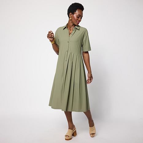 short pleated pocket dress Pleated White Mini Shift Dress - All Dresses