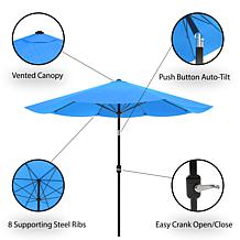 10' Auto-Tilt Patio Umbrella with Easy Crank - Brilliant Blue