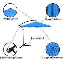 10' Hanging Cantilever Patio Umbrella with Easy Crank - Brilliant Blue
