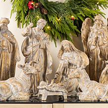 10-piece Bronze Resin Nativity Figurine Set