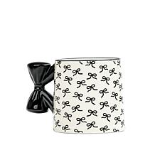 10 Strawberry Street Black Bow Mugs, Set of 4
