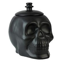 10 Strawberry Street Matte Black Ceramic Skull Cookie Jar