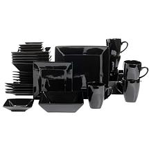 10 Strawberry Street Nova Square 40-Piece Dinnerware Set, Black