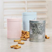 10 Strawberry Street Retro Metal Pet Treat Canister in Blue - Large