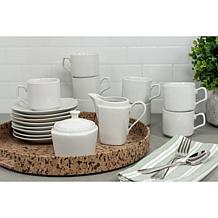 10 Strawberry Street Simply White 45-Piece Square Dinnerware Set
