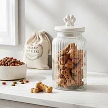10 Strawberry Street Textured Glass Pet Treat Jar - Ribbed Paw