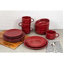 10 Strawberry Street Wazee Matte 16-Piece Coupe Dinnerware Set