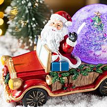 100mm Christmas Resin Lighted Musical Snowflakes Santa Car Waterglobe