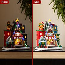 10.75" Lighted Christmas Toy Market Resin Village
