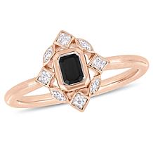 10K Rose Gold 0.39ctw Black and White Diamond Ring