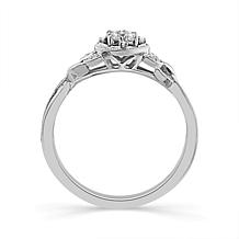 10K White Gold 1/8ctw Diamond Cushion Cluster Ring