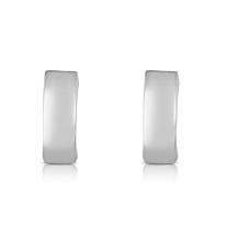 10K White Gold Hugger Hoop Earrings with Hinged Clasp