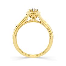 10K Yellow Gold 1/10ctw Diamond Cluster Cathedral Ring