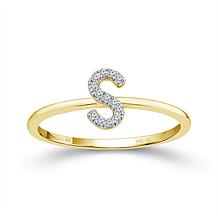 10K Yellow Gold 1/20ctw Diamond S Initial Ring