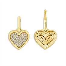 10K Yellow Gold 1/3ctw Pave' Diamond Heart Drop Earrings