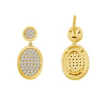 10K Yellow Gold 1/3ctw Pave' Diamond Oval Drop Earrings