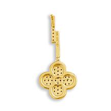 10K Yellow Gold 1/4ctw Pave' Diamond Flower Drop Earrings