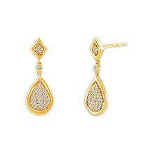 10K Yellow Gold 1/4ctw Pave' Diamond Pear Drop Earrings