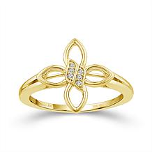 10K Yellow Gold 1/50ctw Diamond Open Floral-Design Ring