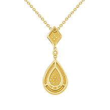 10K Yellow Gold	1/6ctw Diamond Cluster Pear-Shaped Drop Necklace