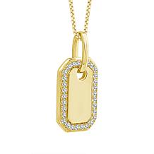 10K Yellow Gold 1/6ctw Diamond Dog Tag Pendant with Chain