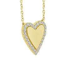 10K Yellow Gold 1/6ctw Diamond Heart Drop Necklace